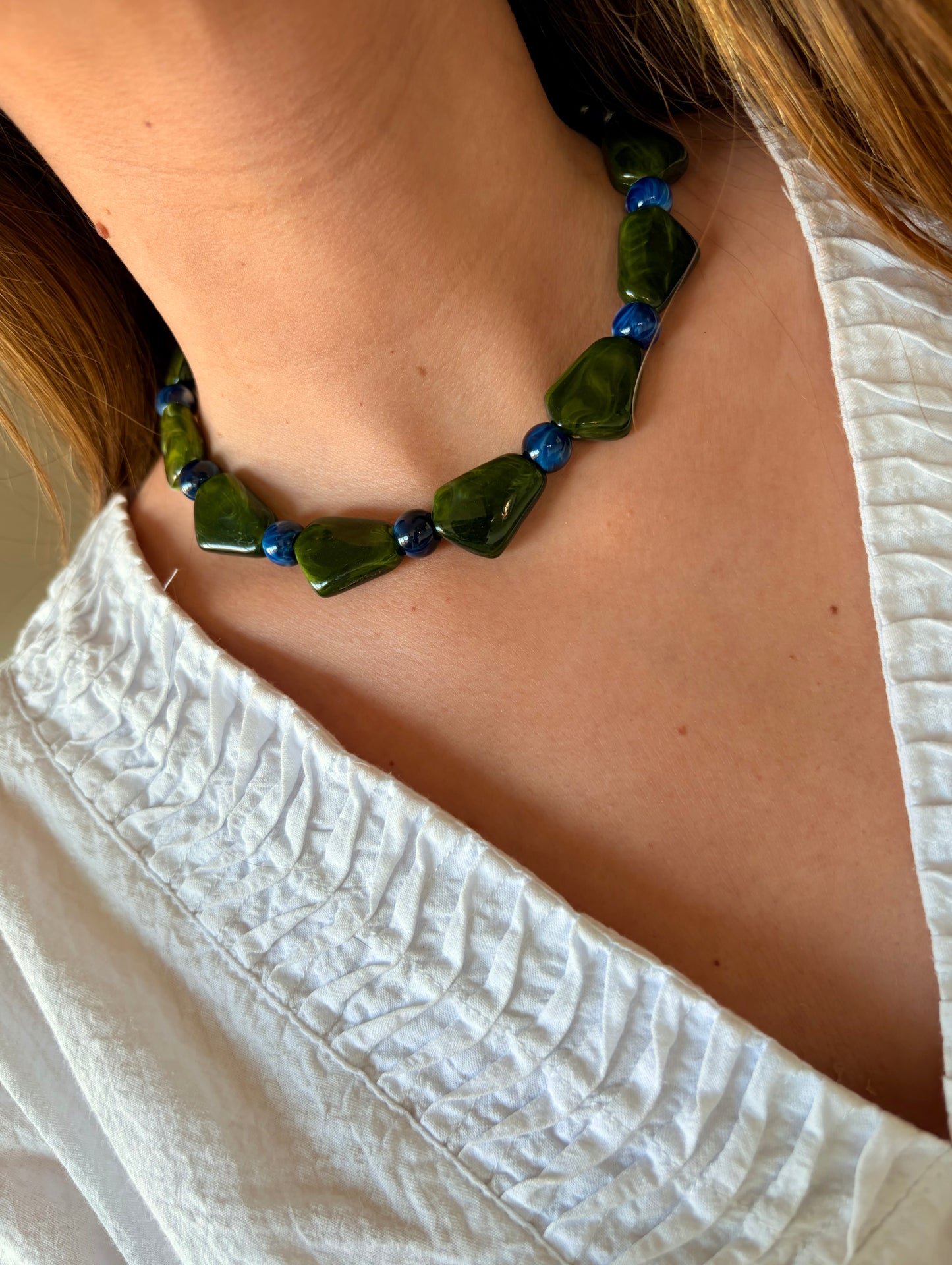 Collar Magna verde y azul
