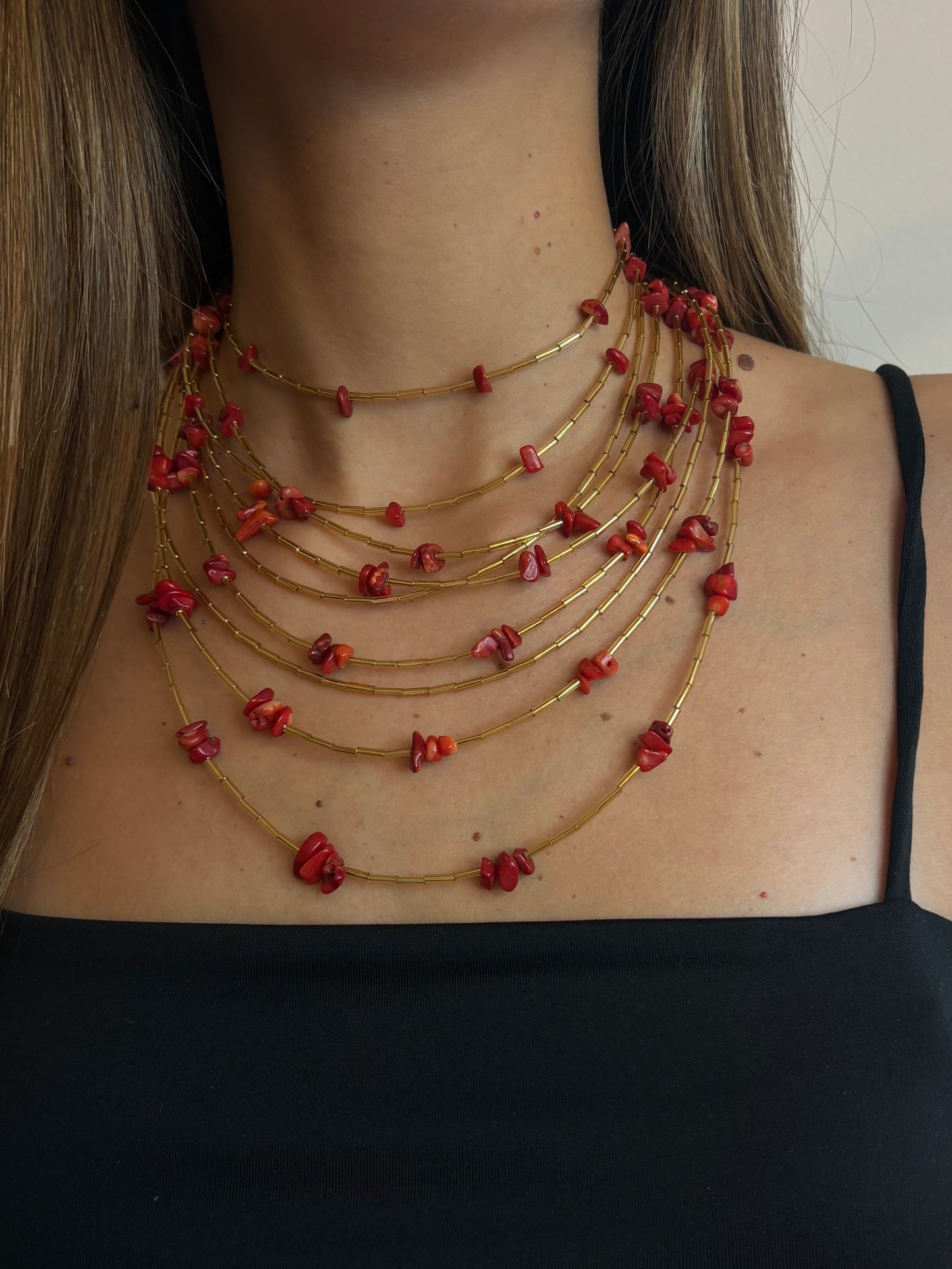 Collares Tubitos rojo