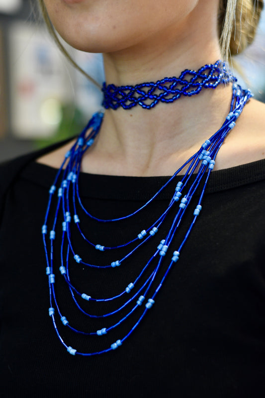 Collar Tubitos azul