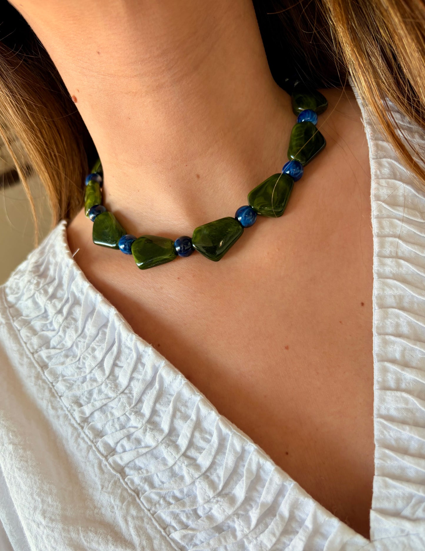 Collar Magna verde y azul