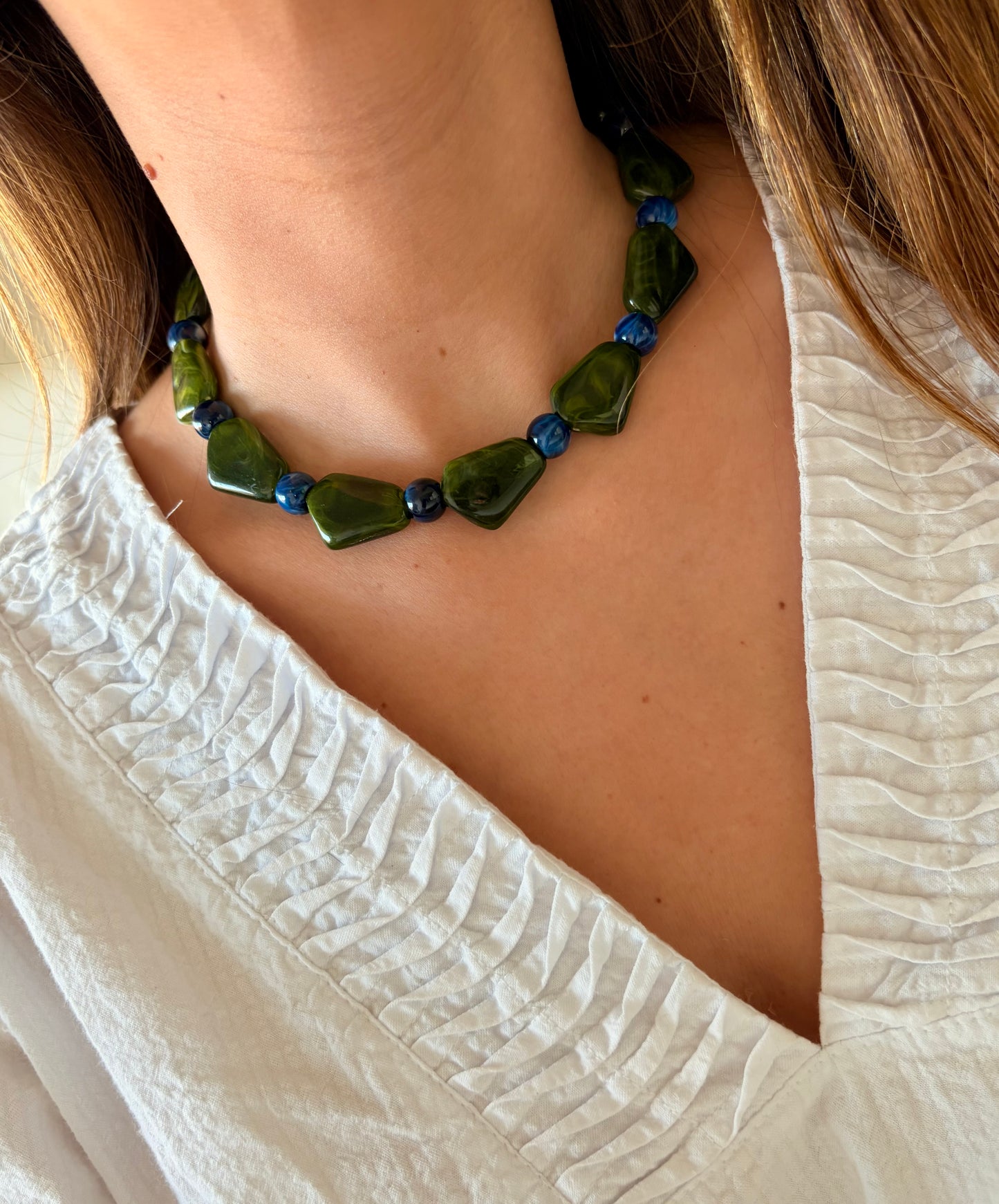 Collar Magna verde y azul
