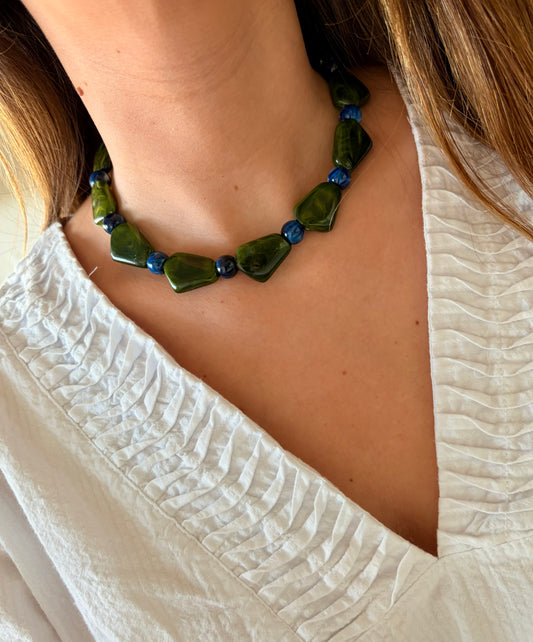 Collar Magna verde y azul